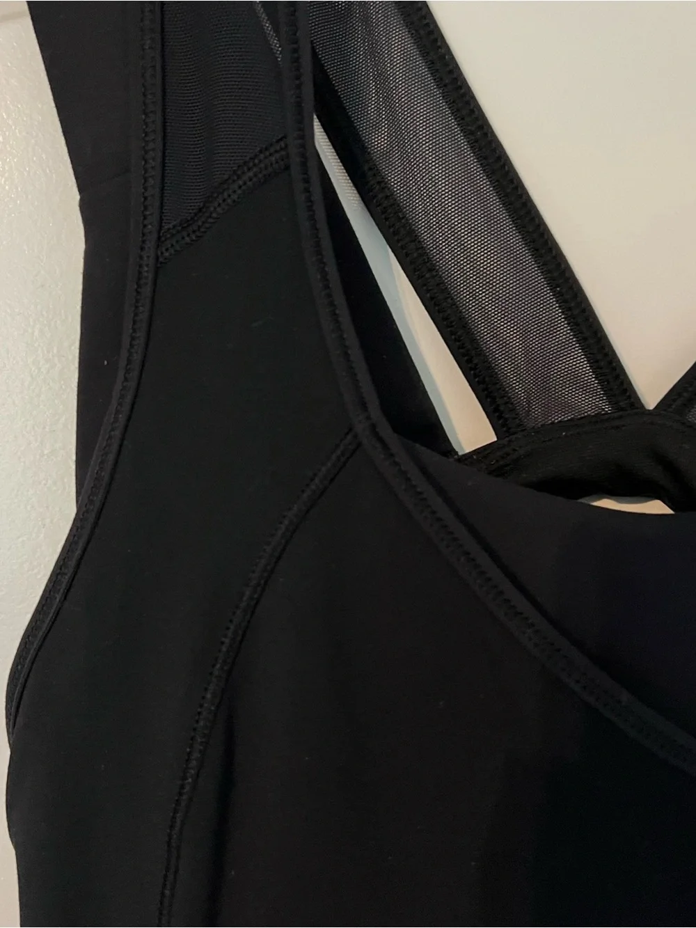 Lululemon Black Sleeveless V-Neck Tank with Sheer Crossback with Built in Bra